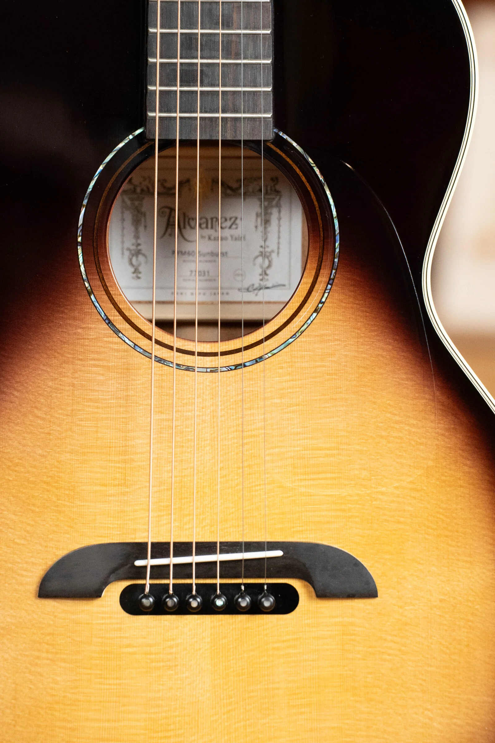 Alvarez Yairi PYM60 Masterworks Series Sitka/Mahogany Sunburst Parlor Acoustic Guitar #7031 - Image 8