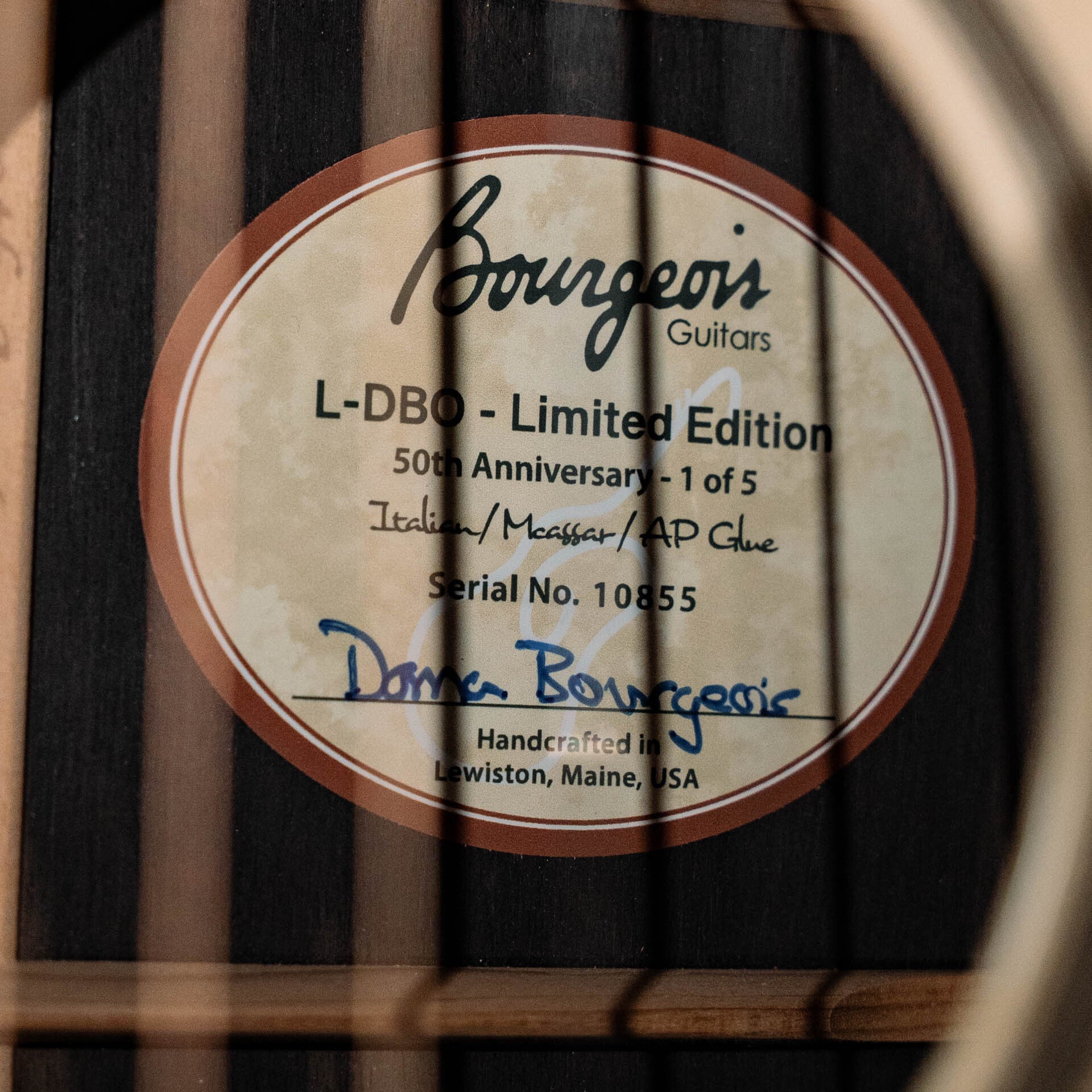 Bourgeois LDBO Legacy Series 50th Anniversary Italian Spruce/Macassar Ebony L-OO Acoustic Guitar #0855 - Image 4