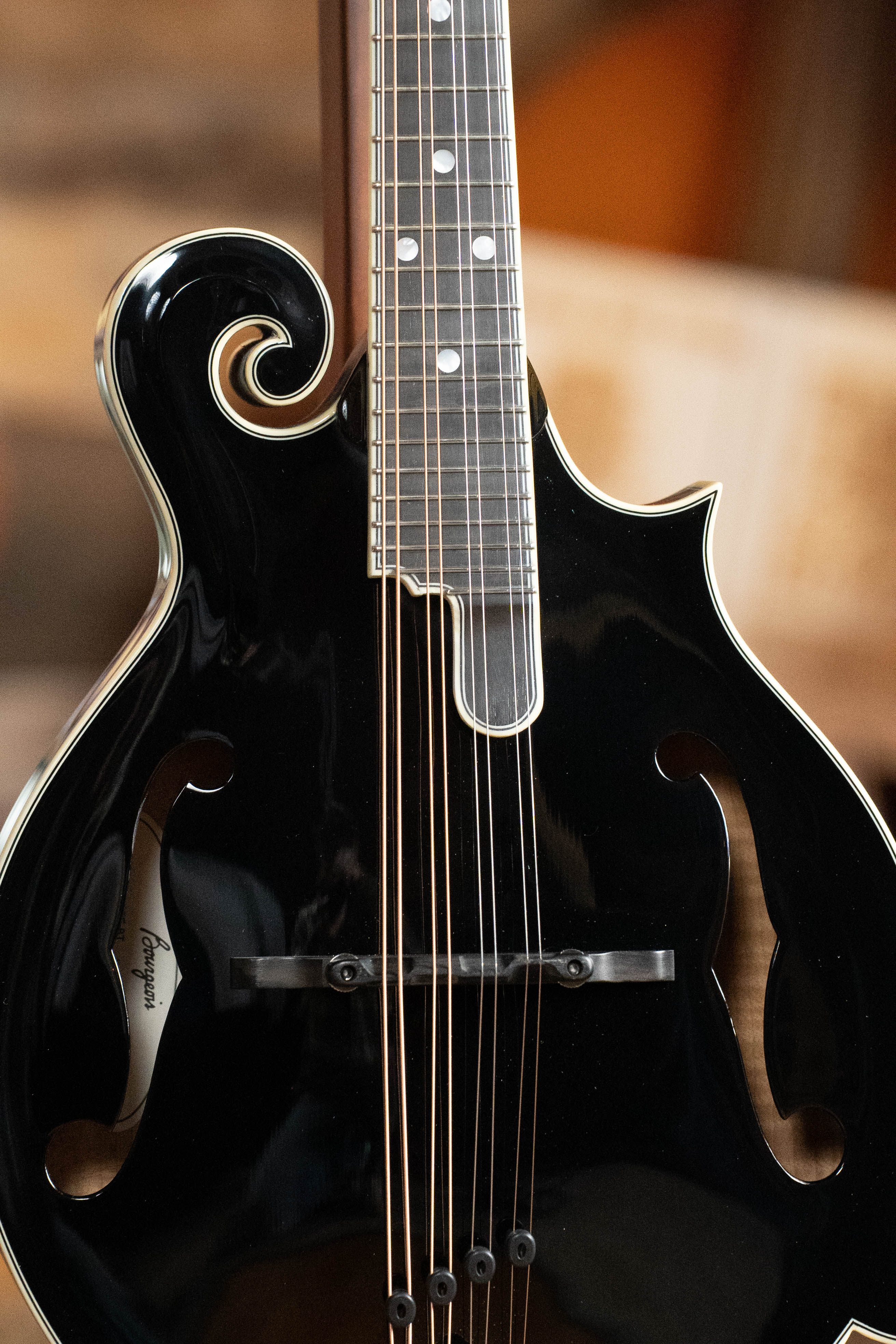 Bourgeois M5-F-BT Aged-Tone Adirondack/Maple Black Top F-Style Mandolin #6117 - Image 8