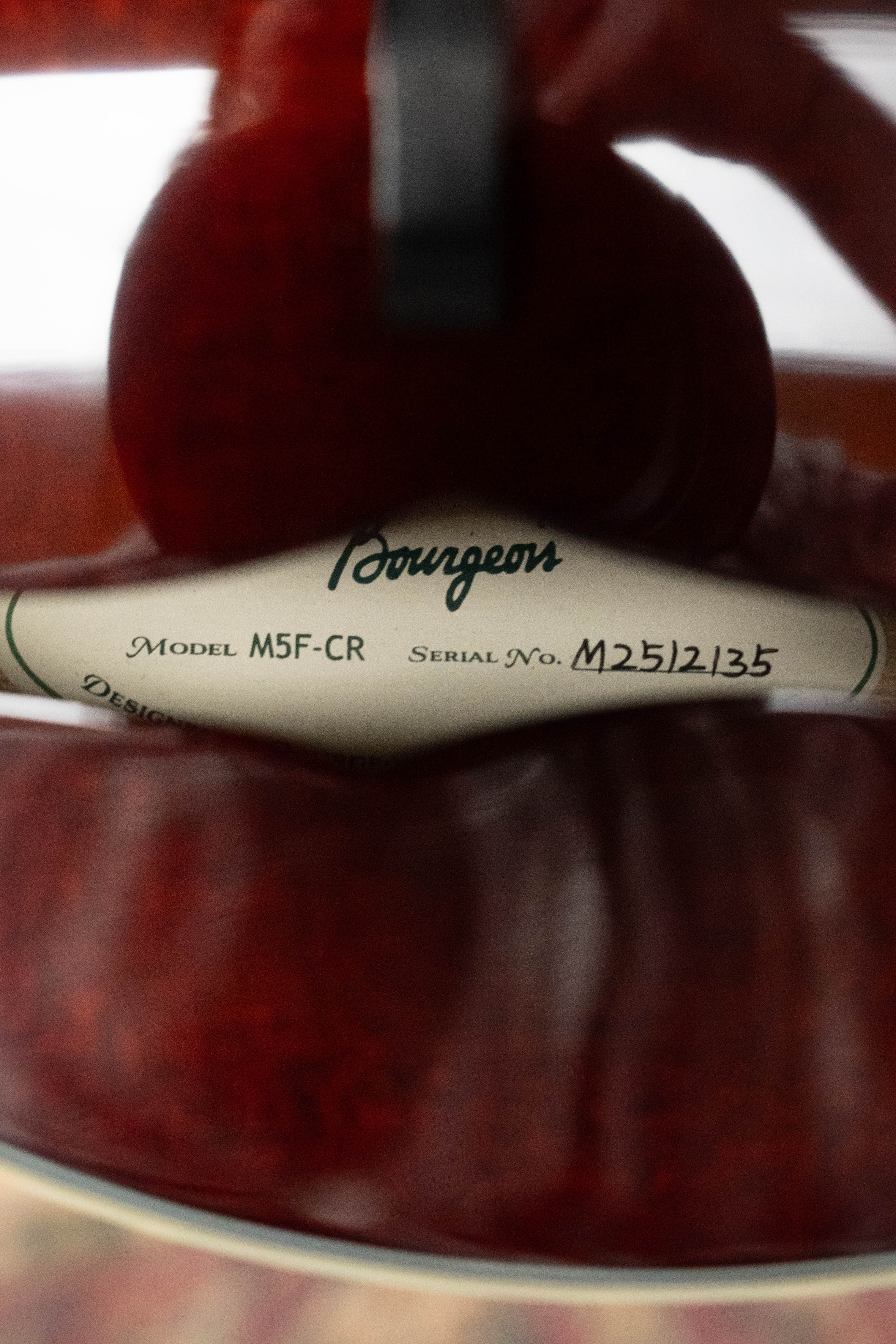Bourgeois M5-F-CR Aged-Tone Adirondack/Maple Cordovan Red F-Style Mandolin #2135 - Image 4