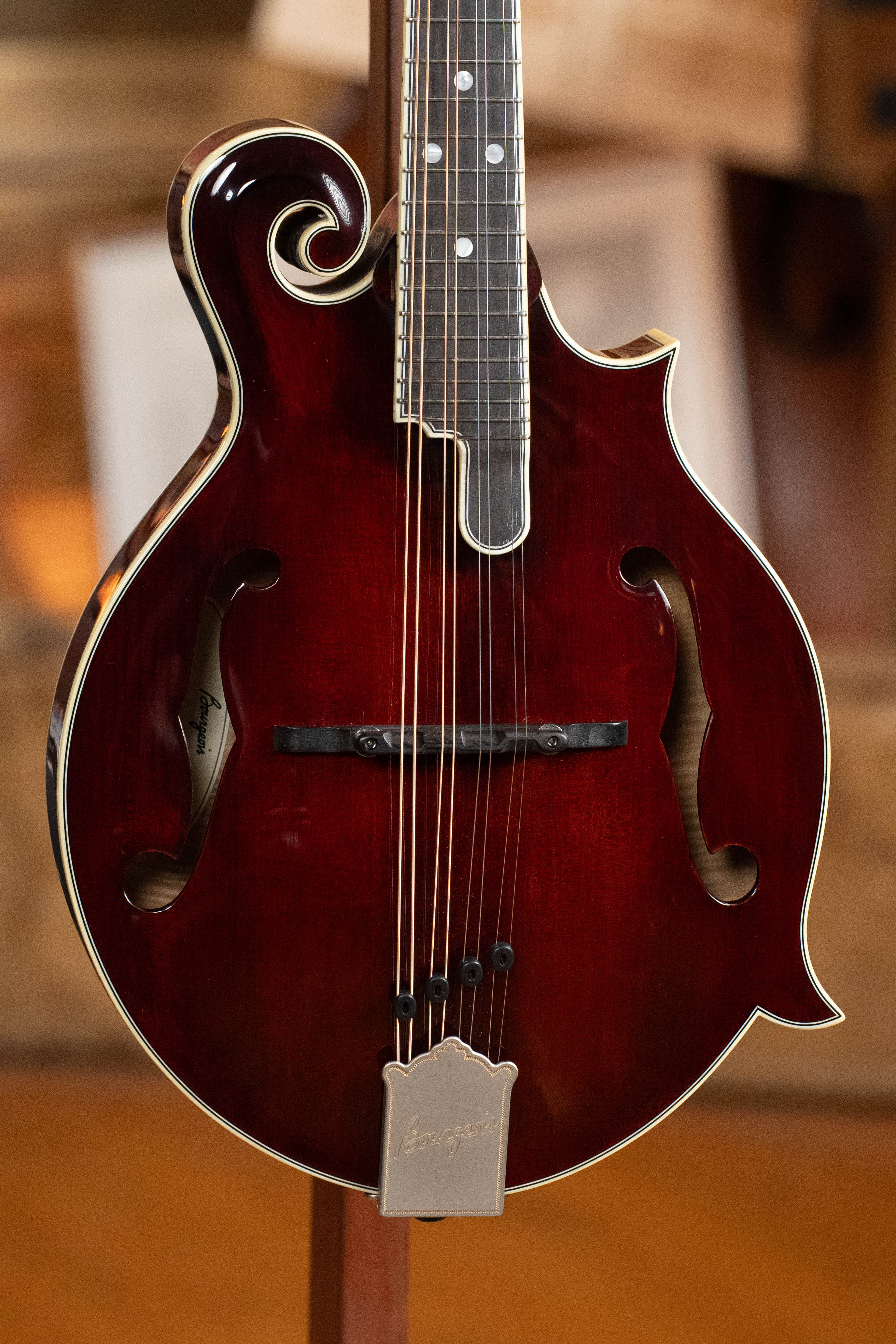 Bourgeois M5-F-CR Aged-Tone Adirondack/Maple Cordovan Red F-Style Mandolin #2001 - Image 7