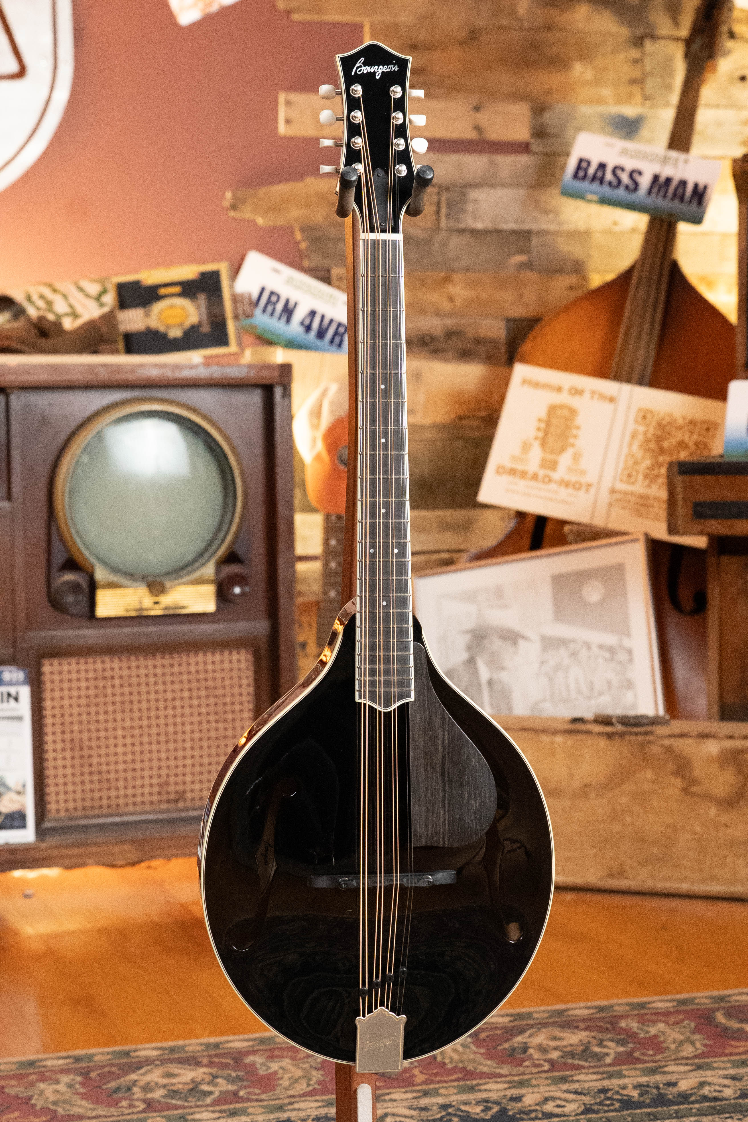 Bourgeois M5-O-BT Aged Tone Adirondack/European Curly Maple Black Octave Mandolin #2114 - Image 6