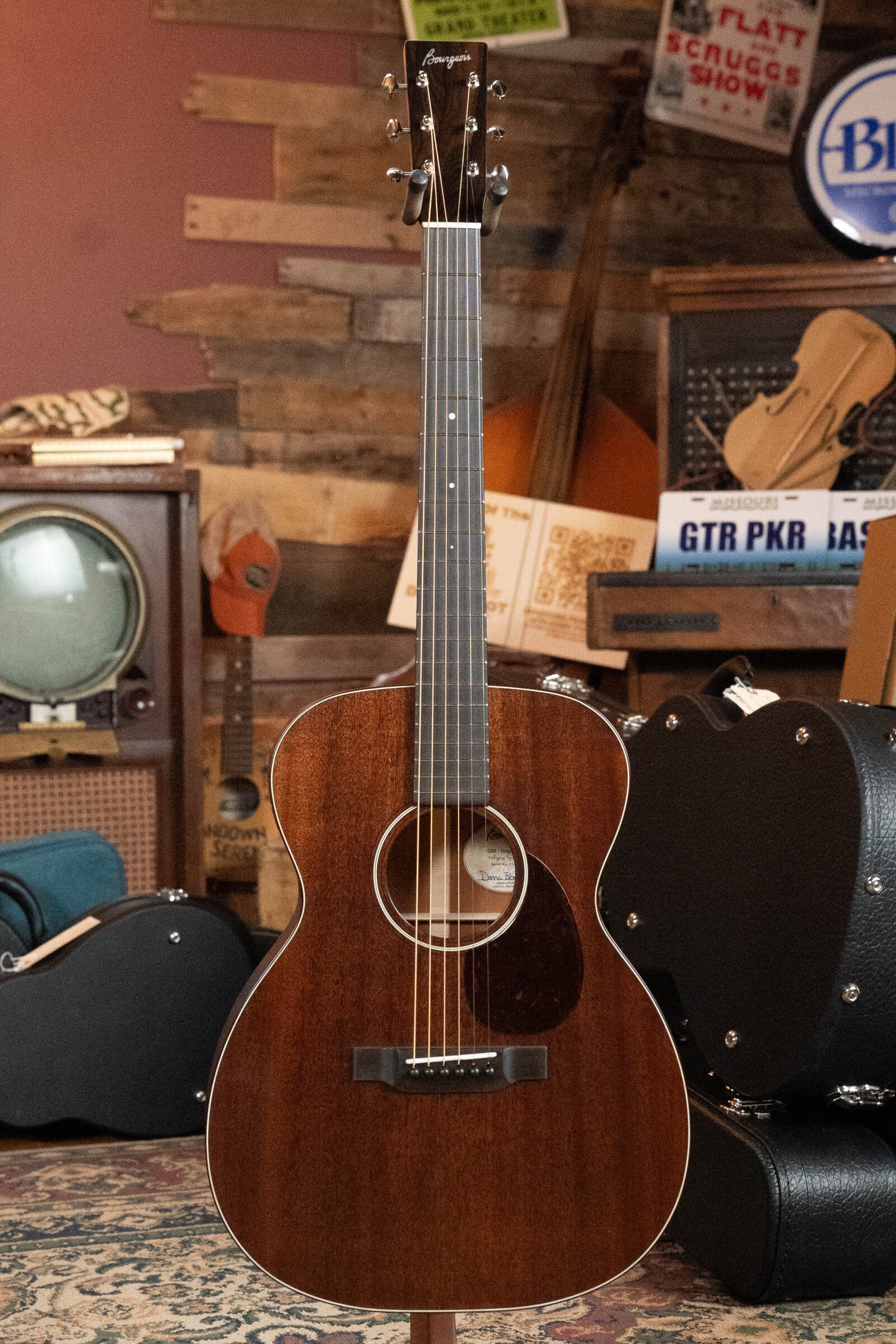 Bourgeois Professional Series Hog Top Satin All Mahogany OM Acoustic Guitar #1208 - Image 6
