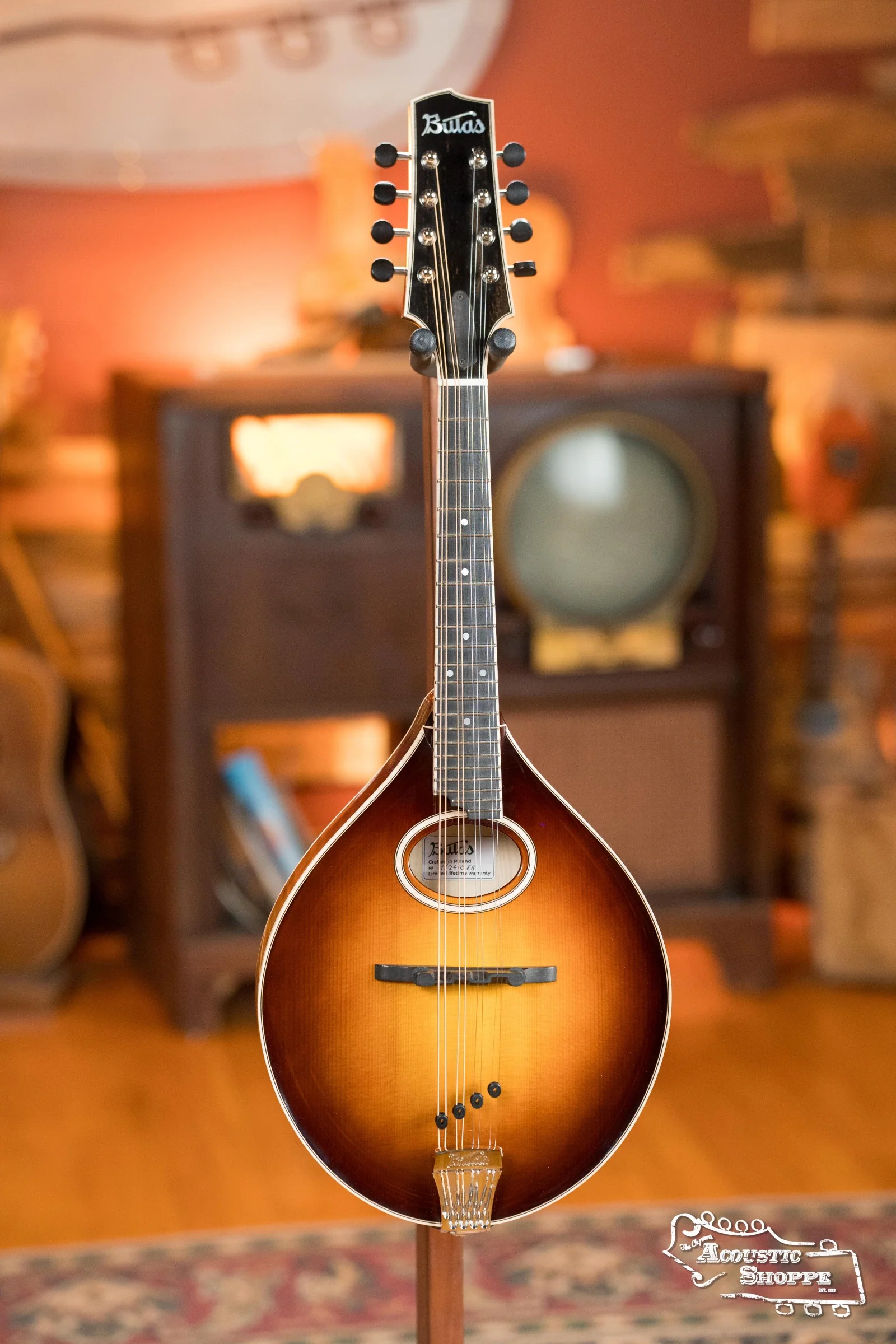 Bulas Carpathian Spruce/Curly Maple Red Cremona Sunburst A-Style Mandolin #1088 - Image 4