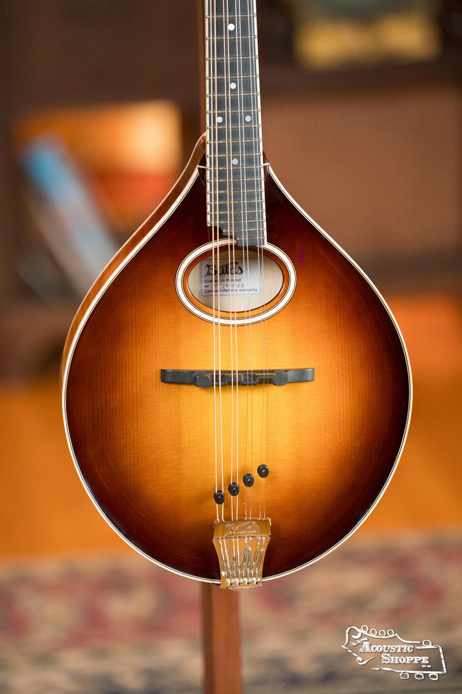 Bulas Carpathian Spruce/Curly Maple Red Cremona Sunburst A-Style Mandolin #1088 - Image 5