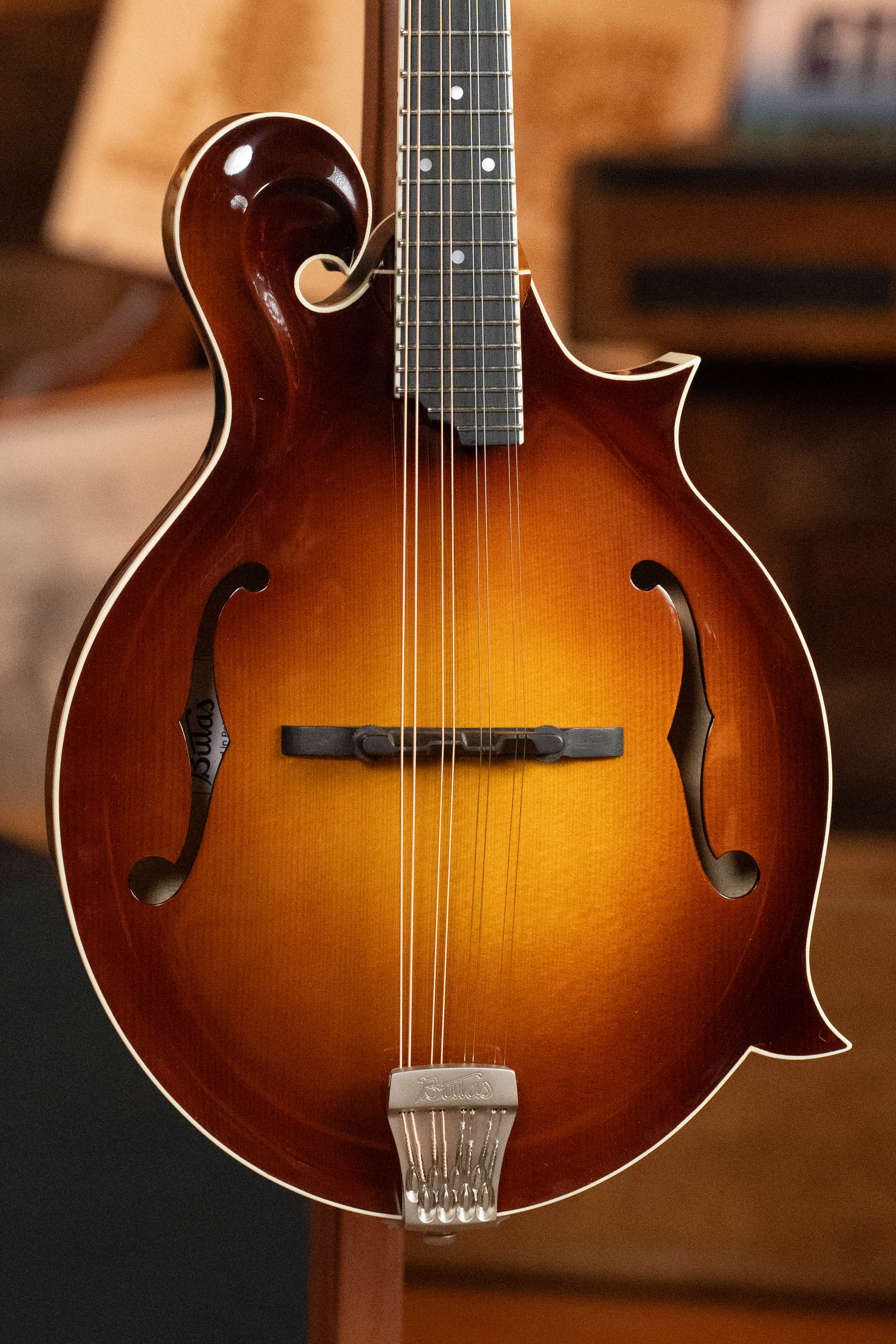 Bulas Carpathian Spruce/Curly Maple Gloss Tobacco Sunburst F-Style Mandolin #6116 - Image 7
