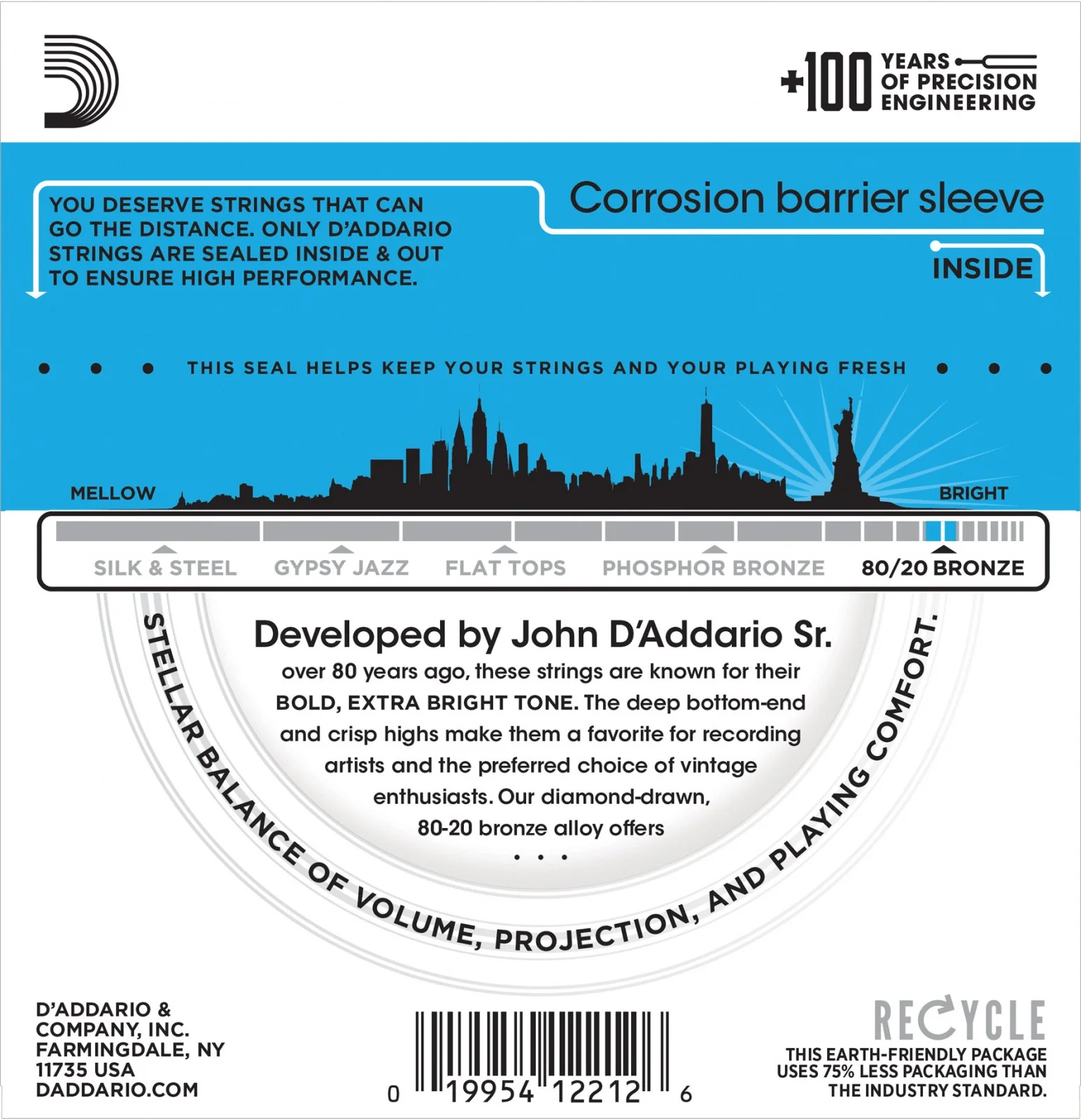 D'Addario EJ11 80/20 Bronze Acoustic Guitar Strings - Light 12-53 - Image 4