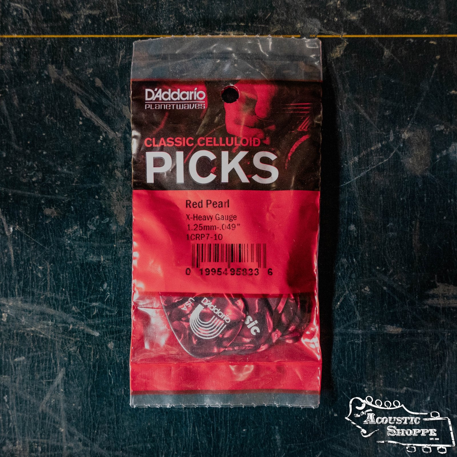 D'Addario Red Pearl Celluloid Guitar Picks 10 pack Extra Heavy 1CRP7-10