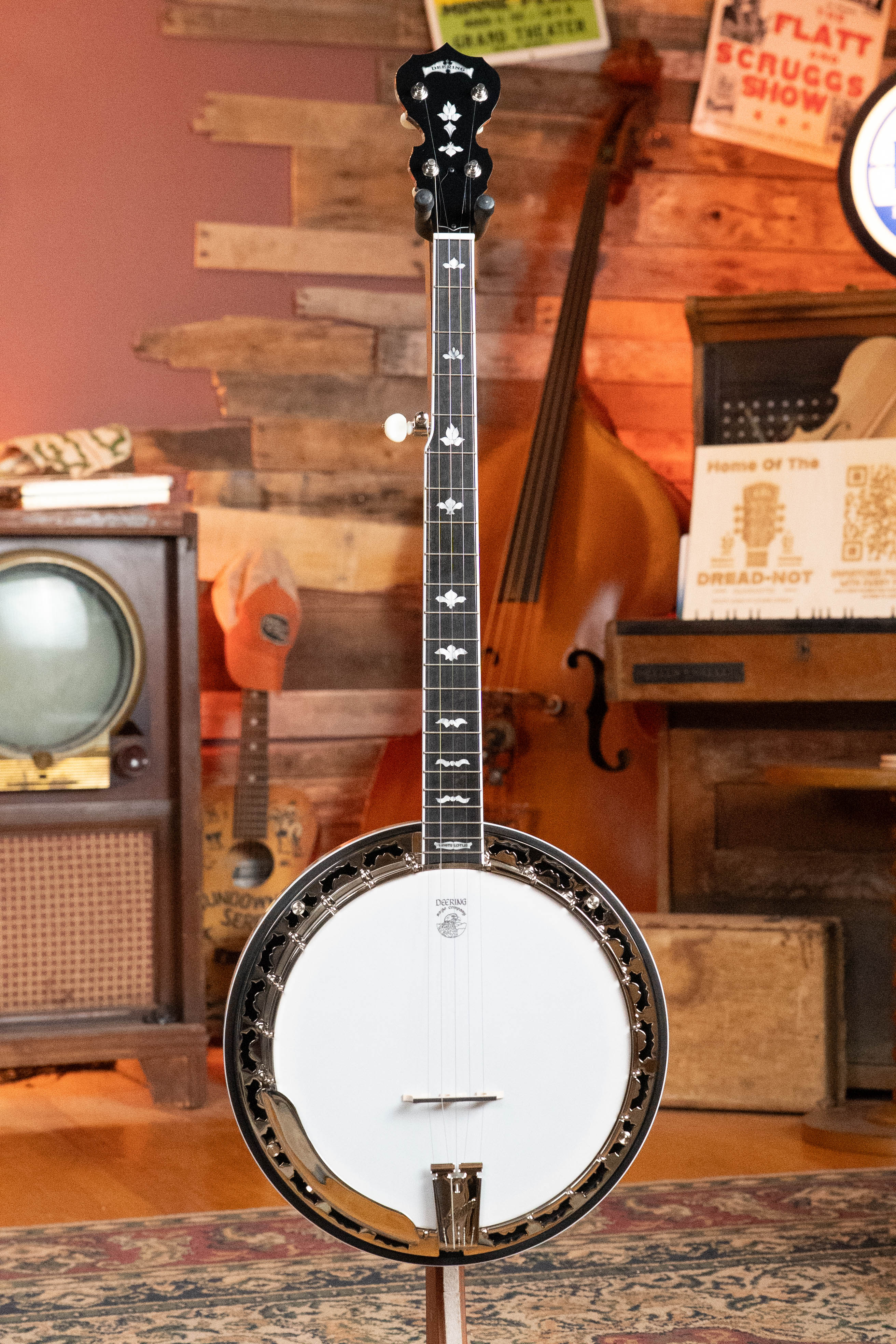 Deering White Lotus 5-String Resonator Banjo w/Spikes Installed #BB44 - Image 4