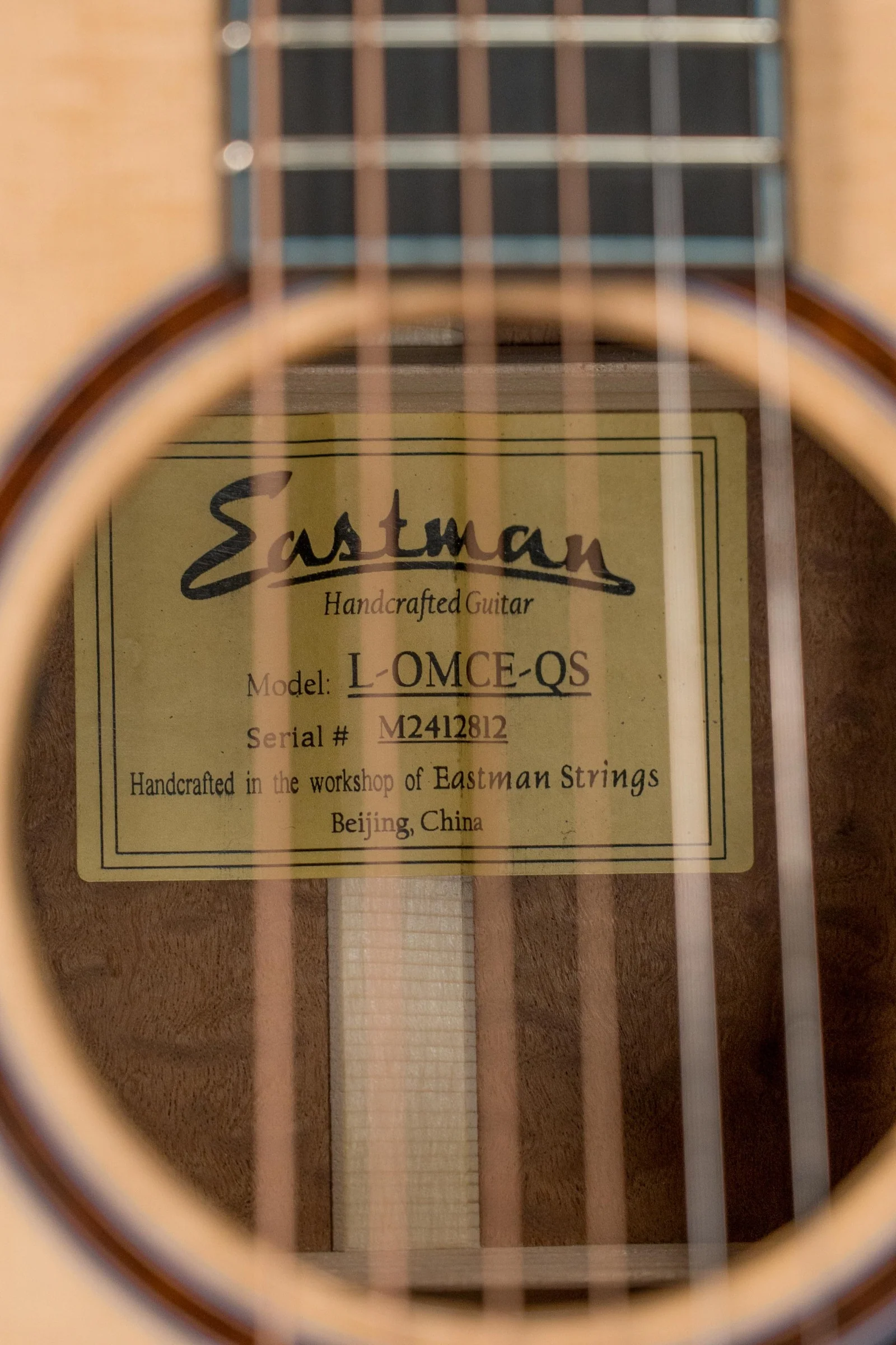 Eastman L-OMCE-QS Luthier Series Cutaway European Spruce/Quilted Sapele Orchestra Model Guitar w/LR Baggs Pickup #2812 - Image 3