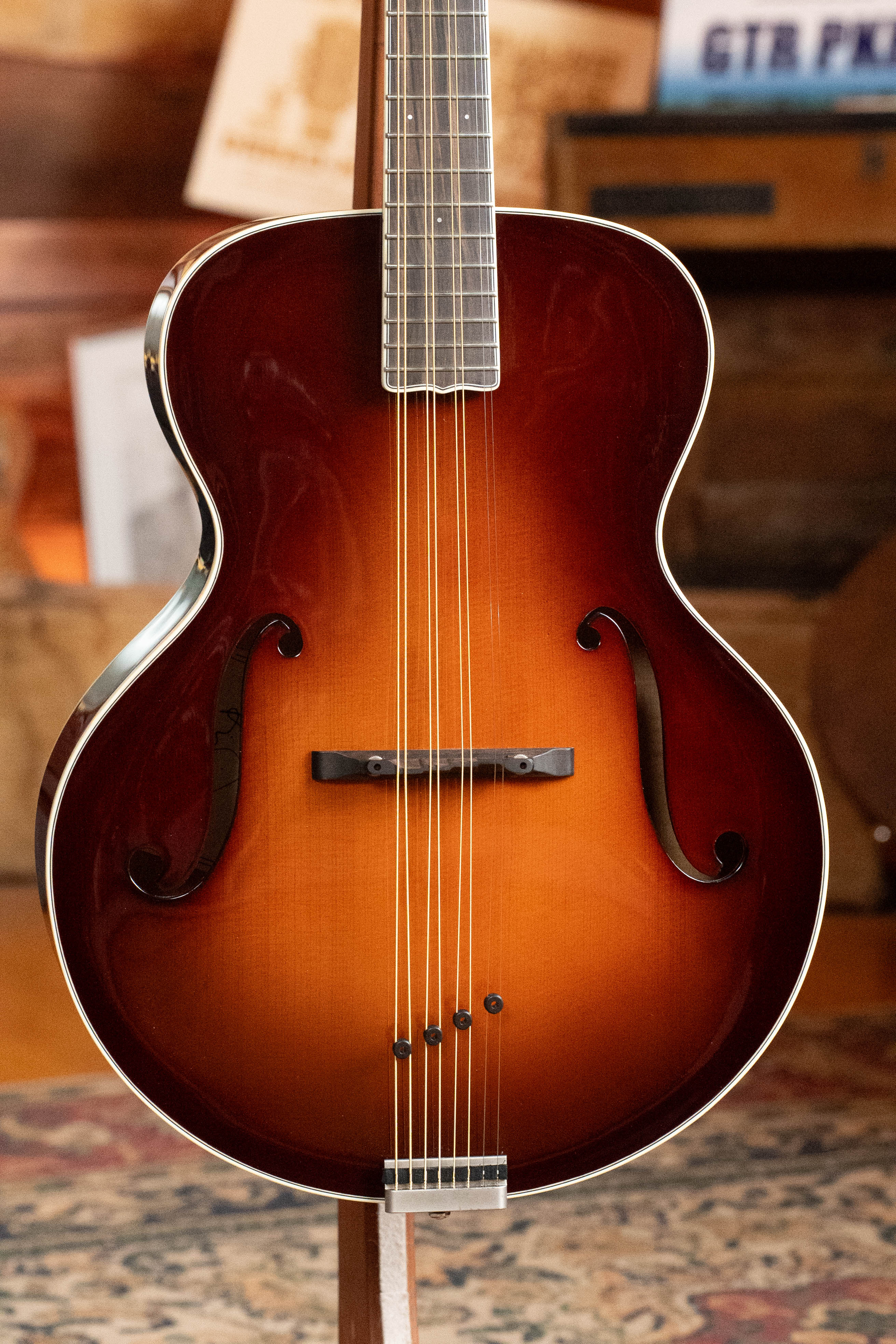 KR Strings "Moon" Spruce/Curly Maple F-Model Maestro Deluxe Sunburst Octolindo - Image 8