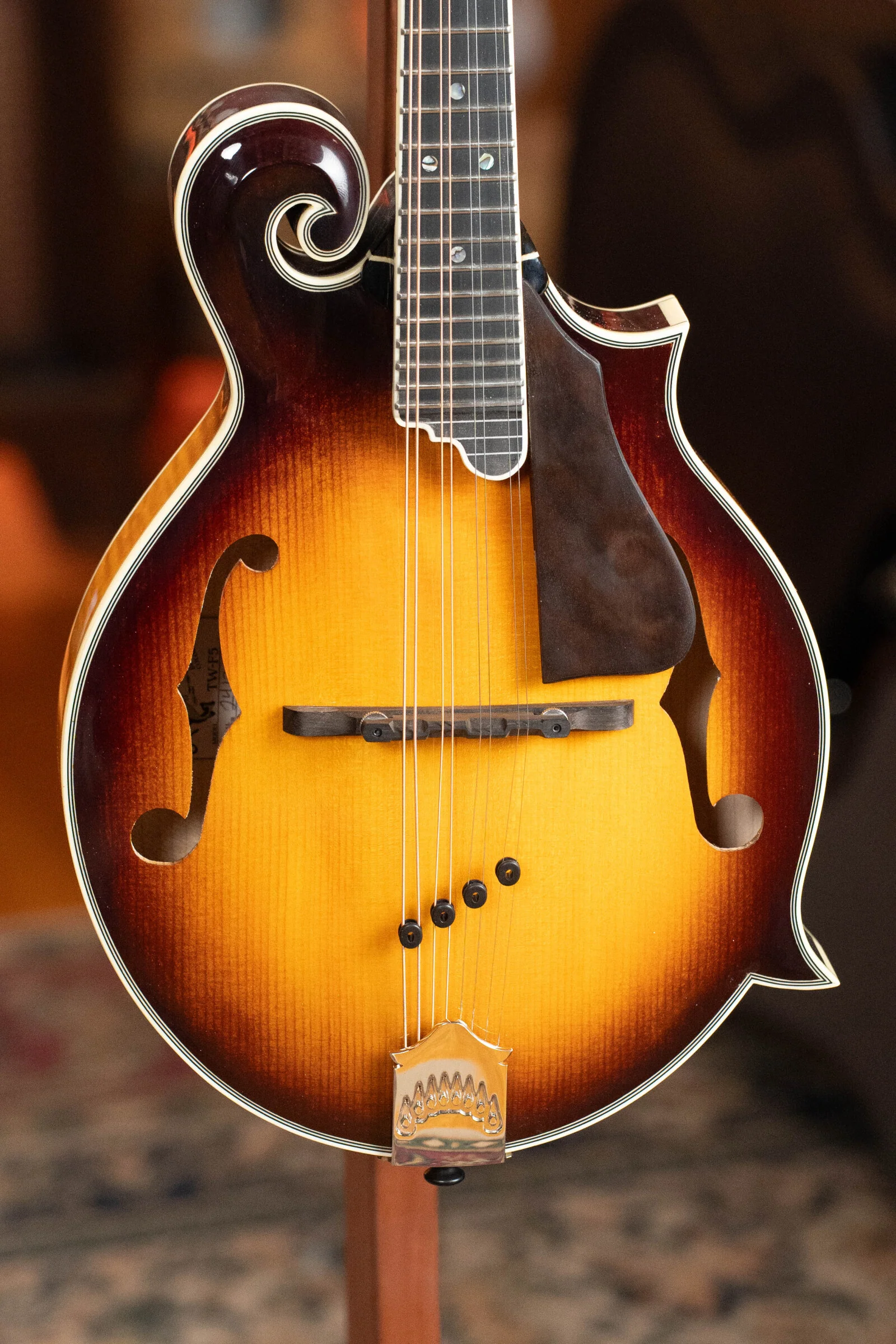 Tailwater TW-F5 Spruce/Flamed Maple F-Style Mandolin w/Scooped Fretboard Extension #1201 - Image 6