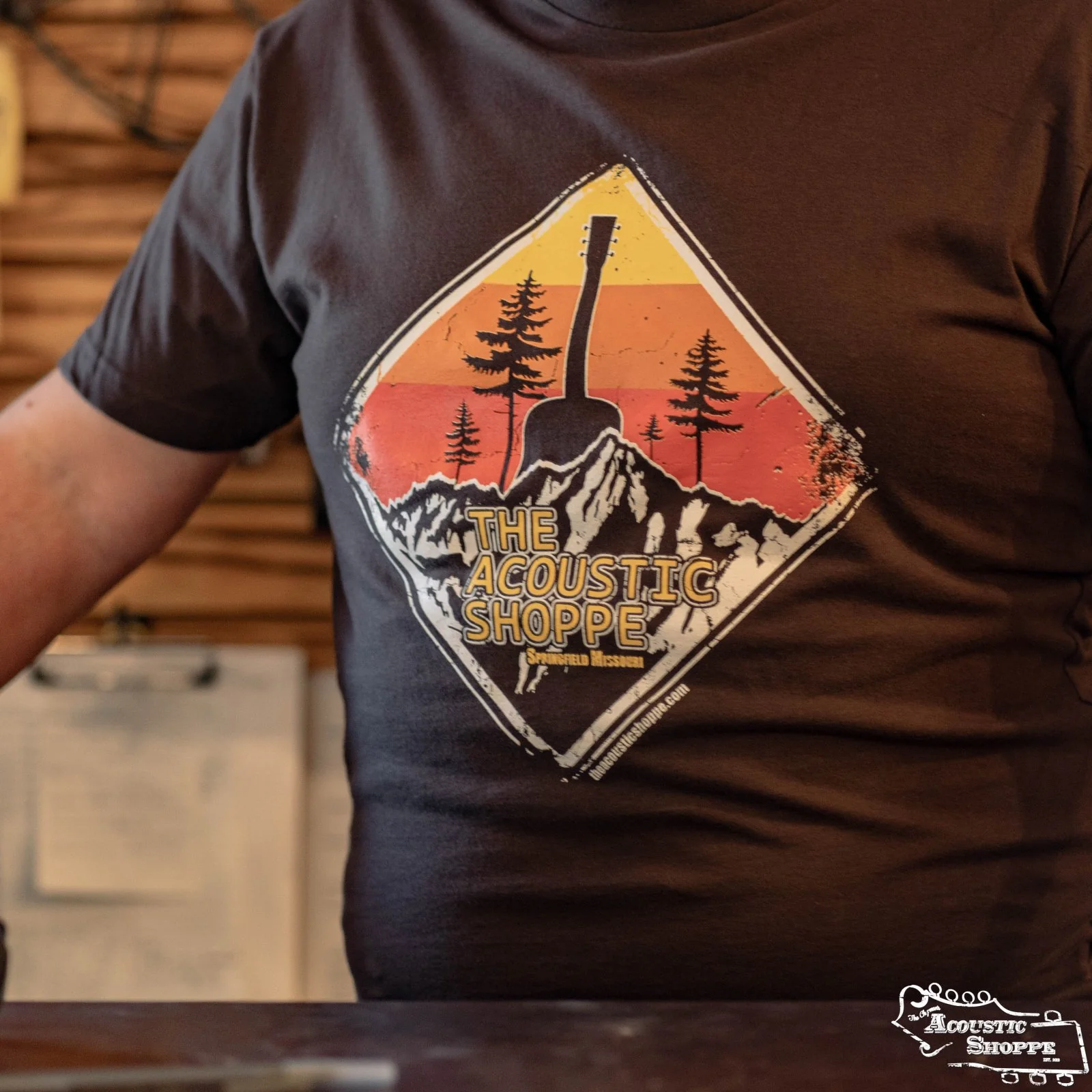 TAS Mountain Guitar Brown T-Shirt - Image 2